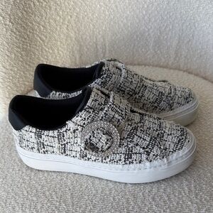 Zara Black and White Kids Shoes with Silver Buckle